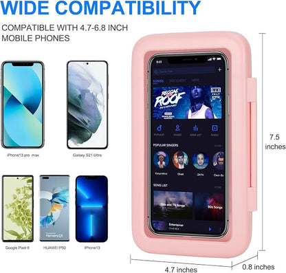 KUNSLUCK Shower Phone Holder Waterproof, 480° Rotation Shower Phone Mount, Anti-Fog HD Sensitive Touch Screen Phone Holder for Shower, Bathtub, Compatible with 4.7" - 6.8" Cell Phones（Romantic Pink ）
