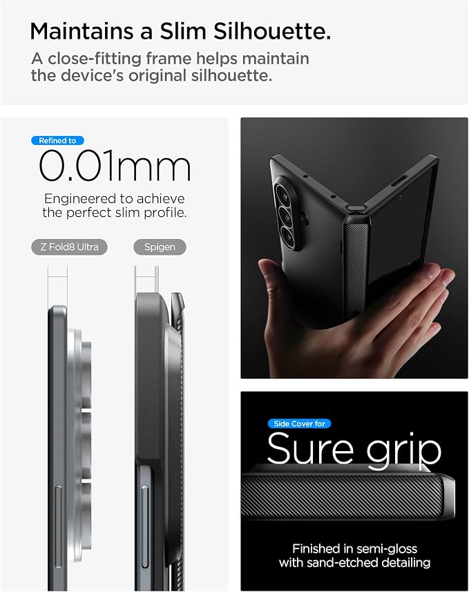 Spigen Slim Armor Pro MagFit for Galaxy Z Fold 8 Ultra Case, Black | Spring Hinge Protection, Air Cushion Technology, Compatible with MagSafe, SecuLink, Camera Plateau Protection