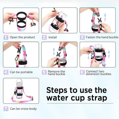 EasyAcc Water Bottle Holder Strap Sling, for Owala FreeSip 24 32 40 oz, Hydro Flask, Cirkul, Yeti, Stanley Flip, Universal Water Bottles, with Carabiner, for Walking Curise Travel (Bottle Excluded)