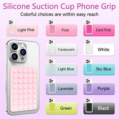 QxbBox Silicone Suction Cup Phone Case Mount, Hands-Free Strong Grip Holder for Selfies and Videos, Silicon Adhesive Phone Stand Sticky with Higher Suction Power for Cell Phone Black