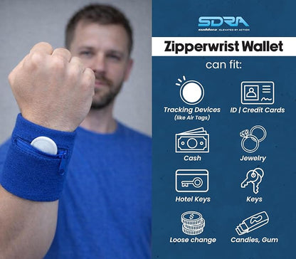Suddora Zipper Wrist Pouch - Sweatband/Wristband Wallet for Keys, ID, Cards, Cash