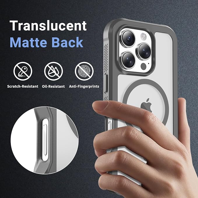 jaroco Magnetic for iPhone 16 Pro Case, [Compatible with MagSafe][Military Grade Drop Protection][Heavy Duty Protection][Non-Slip][Shockproof] 2-Layer Durable Bumper Phone Case 6.3''-Gray