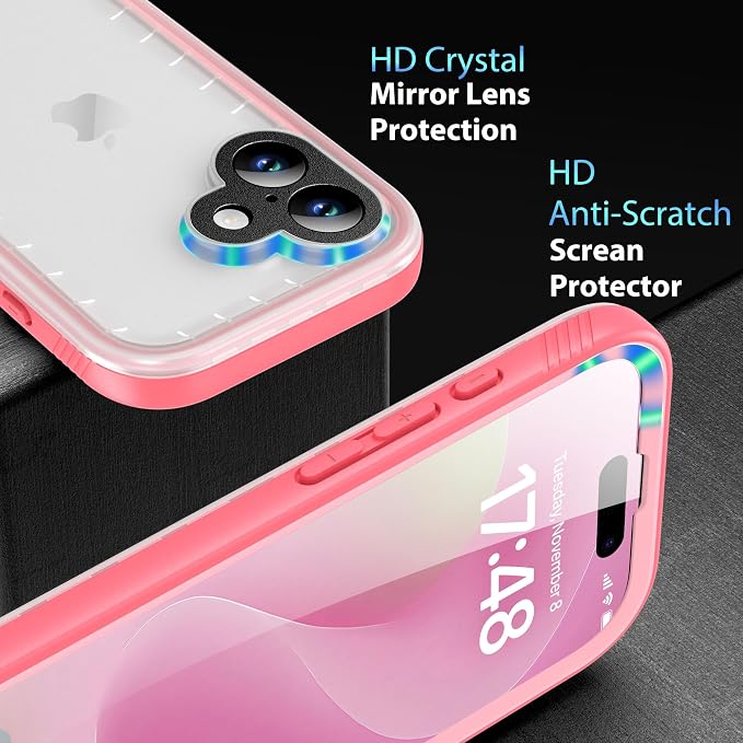 SPORTLINK for iPhone 17 Case - IP68 Waterproof Military Protective Full Body Heavy Duty Shockproof 360 Sealed Dustproof with Camera Screen Protector Phone Cover for iPhone 17 6.3" Pink