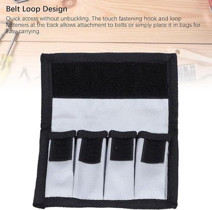 Fafeicy Battery Pouch, Battery Bag Holder Organizer with Hook and Loop Fasteners, for 4 Batteries Compact Oxford Fabric Belt Loop