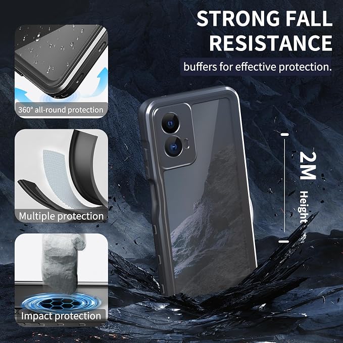 Beasyjoy for Moto G Stylus 5G 2024 Case Waterproof, IP68 Underwater with Built-in Screen Protector, Full Body Military Grade Shockproof Dustproof Protective Rugged Cover, Black