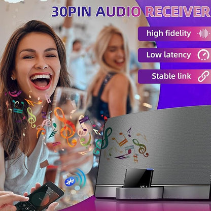 30 Pin Adapter, Wireless Stereo Audio Bluetooth 5.1 Music Receiver for Bose Sounddock II 2 10 Lifestyle V35 135 Digital Music System Home Entertainment Speakers Portable SounDock for iPod iPhone iPad
