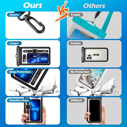 10.5" XL Large Waterproof Phone Pouch : 2 Pack Underwater Clear Cellphone Holder - Universal Water-Resistant Dry Bag Case with Neck Lanyard for iPhone Samsung Galaxy for Beach Swimming Pool