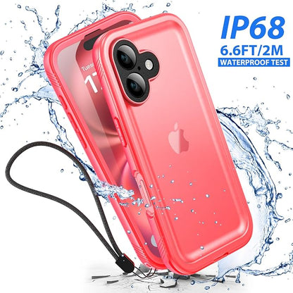 SPORTLINK for iPhone 16 Plus Case - IP68 Waterproof Military Protective Full Body Heavy Duty Shockproof 360 Sealed Dustproof with Camera Screen Protector Cover for i Phone 16 Plus 6.7" Pink