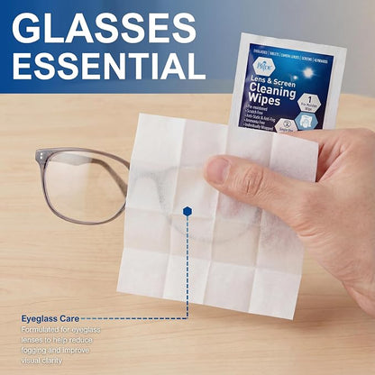 MED PRIDE Anti-Fog Lens & Screen Cleaning Wipes, Premoistened, Scratch-Free & Anti-Static Eyeglass & Electronics Wipes, Individually Wrapped, Ideal for Glasses, Cameras, Phones & Laptops (400)