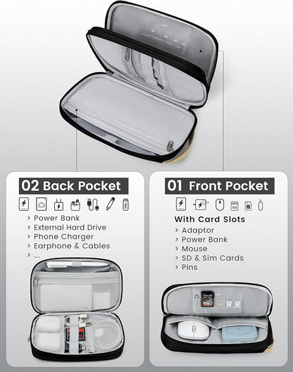 Travelkin Travel Cord Organizer, Cable Organizer For Electronic Accessories | Expandable electronics organizer, charger organizer, travel case, Large Capacity tech pouch for Card,Usbs, travel essentials