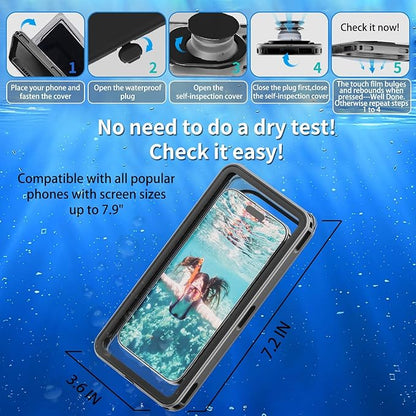 Cruise Essentials Waterproof Phone Case for Shower Underwater Protect Bag Wet Touch/Floating Snorkeling/Heavy Duty Hard Phone Case with Lanyard Compatible with iPhone 17 Pro Max/16/15/14, Galaxy S25