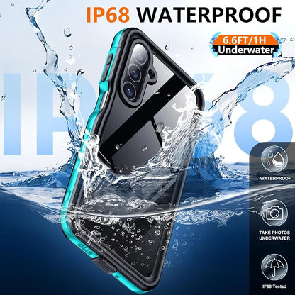 SPIDERCASE for Samsung Galaxy A16 5G Case Waterproof,Built-in Screen & Camera Lens Protector [IP68 Underwater][12FT Military Shockproof] Full Body Protection Cell Phone Sleeves,Teal/Clear