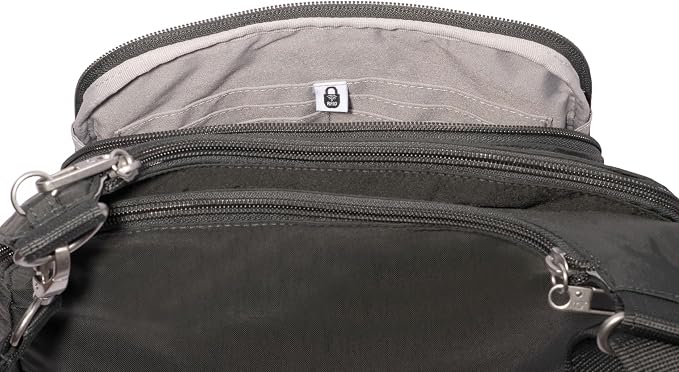 Baggallini Securtex Anti-theft Crossover Crossbody Bag 11”w X 8.5”h, Rfid, Built-in Wallet, Locking Zippers