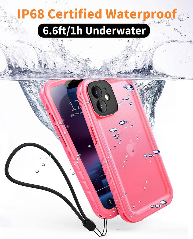 Cozycase Compatible with Waterproof iPhone 11 case, Built-in Screen Protector, Full-Body Rugged Bumper Sealed Case Cover, Shockproof Dustproof Waterproof Case for iPhone 11 6.1 inch (Pink)