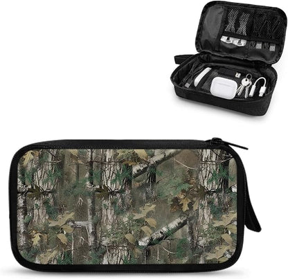 Forest Camo Print Electronics Organizer Travel Case Cord Cable Charger Organizer Bag Travel Accessories Essentials for Women Men Tech Pouch for Phone Power Bank SD Card USB