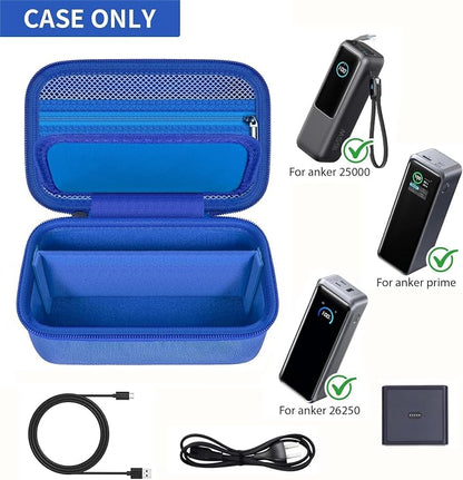 Laptop Power Bank Case for Anker 25000& Prime 27650，Blue | Organizes the Power Bank, Small Cables and 100W Charging Base; Larger 150W Charging Base Does Not Fit, Case Only