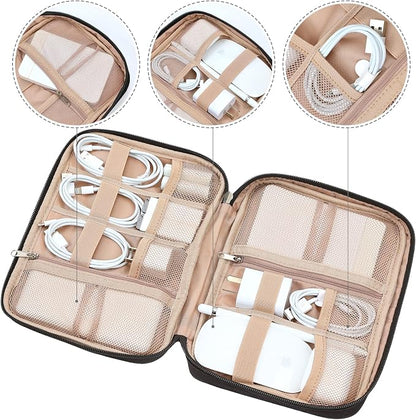 NISHEL Travel Cord Organizer, Electronic Cable Accessories Storage Bag | Bag for chargers, cables, phones, hard drives, USB devices and SD cards, ideal for travel and daily use,Black