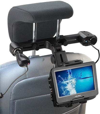 Navitech in Car Portable DVD Player Head Rest/Headrest Mount/Holder with 4.2A Integrated car Charger Port Compatible with NAVISKAUTO 10.1 inch