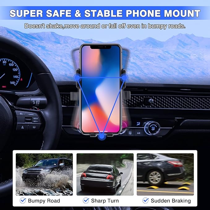 Karltys Car Phone Holder, Air Vent Dash Car Phone Mount Thick Case Friendly, Hands Free Phone Holder for Honda Civic 2022-2025 2026 11th Gen. Interior Accessories