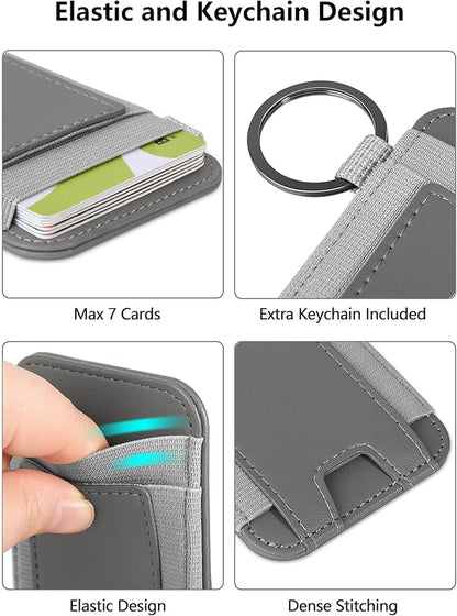 ExtreLife For Magsafe Wallet, Strongest Magnetic Wallet for iPhone 17/16/15/14/13/12 Series, Magnetic Card Holder with 2 Card Slots, RFID Blocking, Vegan Leather, Hold 7 Cards, Gray