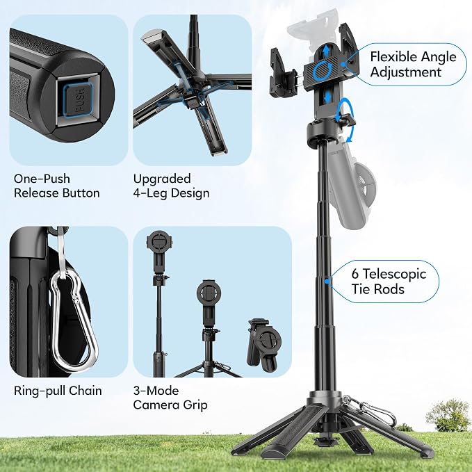 14.5" Magnetic Mini Selfie Stick for iPhone, 4 in 1 Portable Pocket Size Tripod for iPhone MagSafe/Android with Remote/Cold Shoe Mounts, Small/Compact Cell Phone Tripod Stand for Travel Vlogging-Black