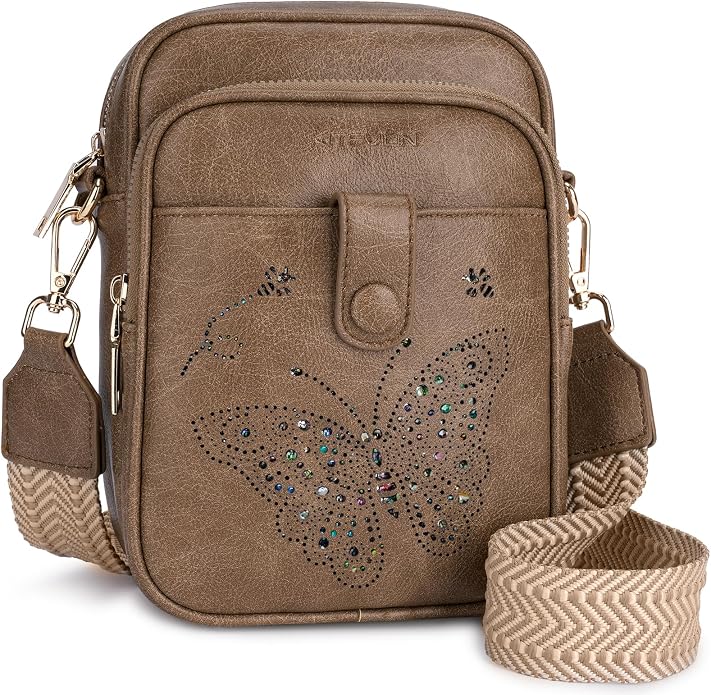 KITEVIUN Crossbody Bags for Women Leather Crossbody Purse Small Shoulder Phone Purse with Adjustable Strap & RFID Card Slots