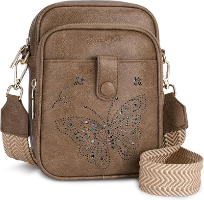 KITEVIUN Crossbody Bags for Women Leather Crossbody Purse Small Shoulder Phone Purse with Adjustable Strap & RFID Card Slots