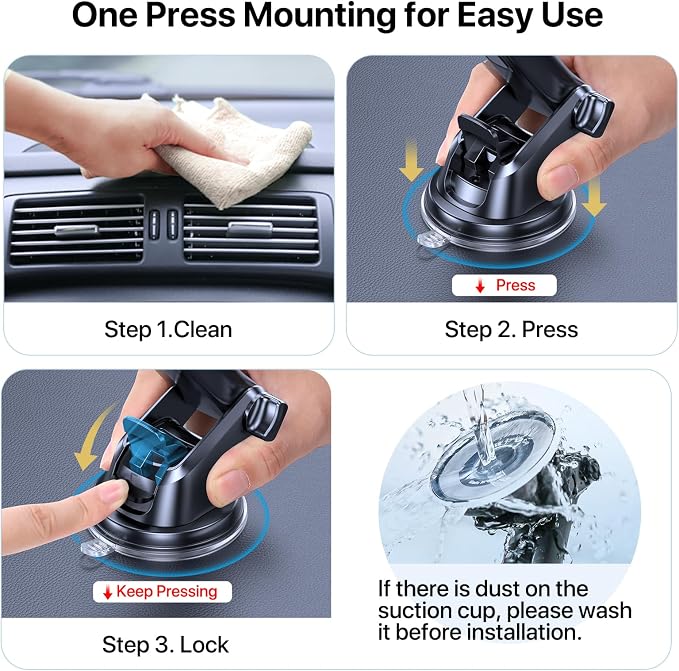 Miracase Phone Holders for Your Car, Universal Car Phone Holder Mount for Car Dashboard Air Vent Windshield, Hands Free Cell Phonen Car Mount Compatible with iPhone Android and All Smartphones
