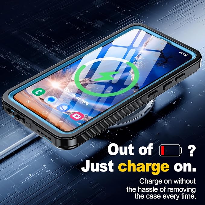 for Samsung Galaxy S24 Case, IP68 Waterproof with [Built-in Screen/Camera Protector] [14FT Military Shockproof] Full Body Heavy Duty Protective Sealed Case for Galaxy S24 5G, Blue