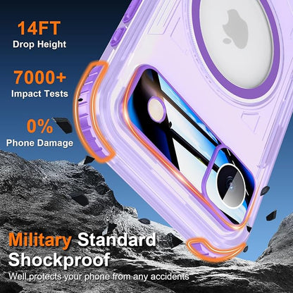 WIFORT for iPhone 17 Air Waterproof Case, [Fit for Magsafe] with Sapphire Lens & Screen Protector, IP68 Full Body 15FT Military Shockproof, Magnetic Frosted Phone Cover with Lanyard, 6.5" Purple