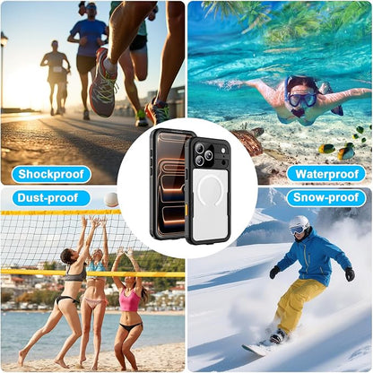 for Waterproof iPhone Case Compatible with iPhone 17 Pro Max, IP68 Waterproof Shockproof Dust-Proof Phone Case with Built in Screen Protector, Full Body Protective Case (Black, 17 Pro Max)
