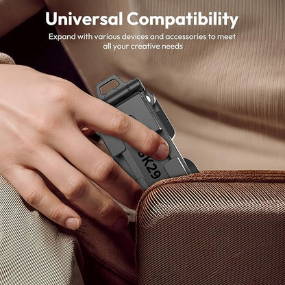 ULANZI Phone Tripod Mount with Arca Uka Base, Foldable Mini Tripod with 2 Cold Shoes Handheld Grip Compatible with iPhone17/16/15/ Android, Metal Phone Clamp for Desktop Vlogging Travel
