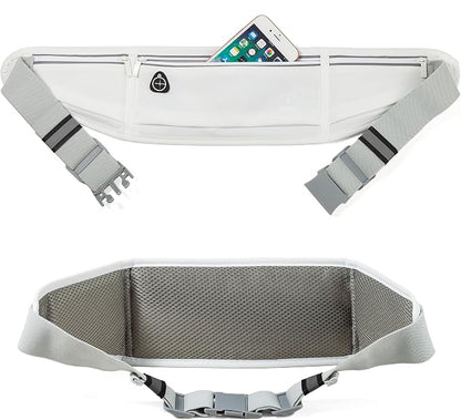 Running Belt Slim Fanny Packs for Women Men, White Waist Pack Bag Phone Holder for Running