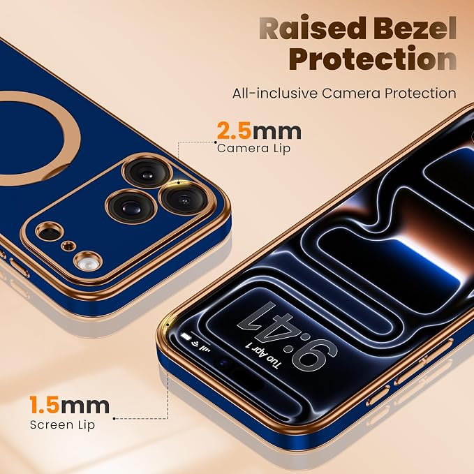 GolbinBox for iPhone 17 Pro Case with 360° Spin Magnetic Stand,[Compatible with Magsafe] [Military Protection][Built-in Ring Holder] Camera Control Phone Case for 17 Pro,Blue