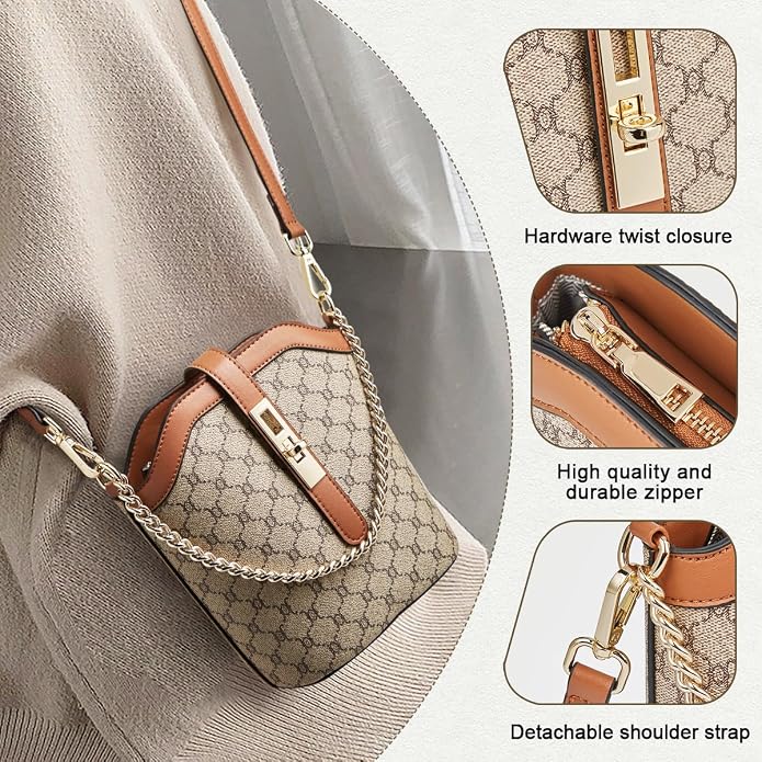 FOXLOVER Cell Phone Crossbody Bags for Women Small Lightweight Shoulder Purses PVC Leather Vintage with Adjustable Strap