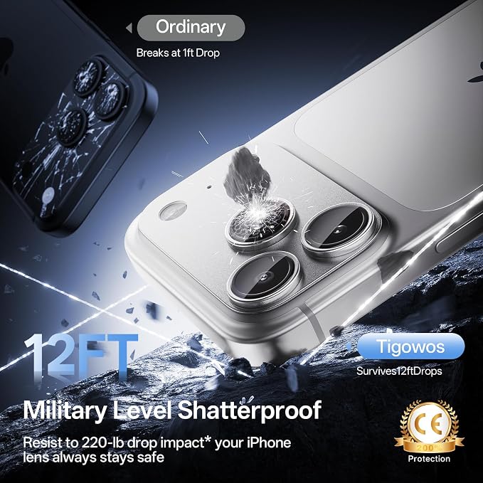 Camera Lens Protector for iPhone 17 Pro Max-Single Piece,Ultra Thin Aluminum Alloy Frame,9H Dual-Strength Glass with 99% AR Light Transmittance,Case Friendly, Silver