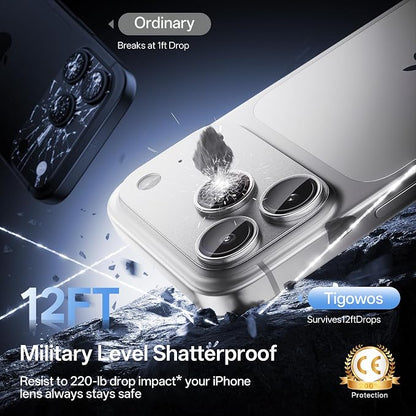 Camera Lens Protector for iPhone 17 Pro Max-Single Piece,Ultra Thin Aluminum Alloy Frame,9H Dual-Strength Glass with 99% AR Light Transmittance,Case Friendly, Silver