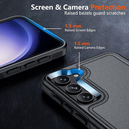 SPIDERCASE Designed for Samsung Galaxy S23 Case, [10 FT Military Grade Drop Protection], 2 Pack [Tempered Glass Screen Protector+Camera Lens Protector] Heavy Duty Shockproof Case, Dark Blue