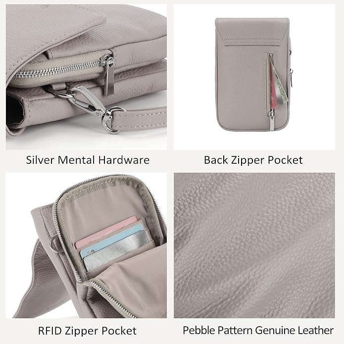 befen Genuine Leather Small Crossbody Bags for Women, Cell Phone Cross body Purse Bag with RFID Blocking Card Slots
