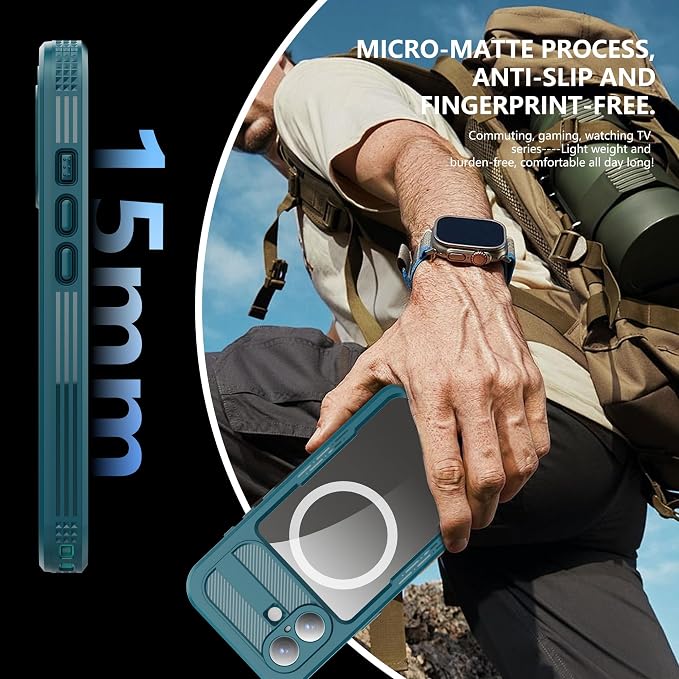 Losin Compatible with iPhone 17 Waterproof Case, [Compatible with MagSafe] [Built-in Screen Protector], Full Body Protection Military Grade Shockproof Case, Teal