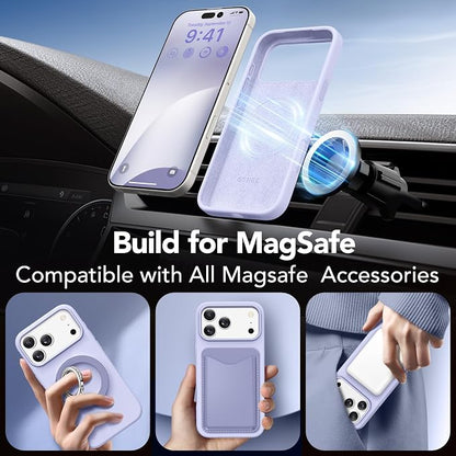 GONEZ Magnetic for iPhone 17 Pro Max Case, Compatible with MagSafe, [Screen Protector + Camera Lens Protector], Liquid Silicone Anti-Scratch Shockproof Protective Phone Case 6.9 inch, Lilac