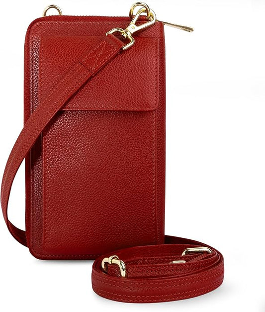 BULL GUARD Crossbody Leather Wallet Phone Purse, Anti Theft and RFID Blocking, Elegant Design for Travel