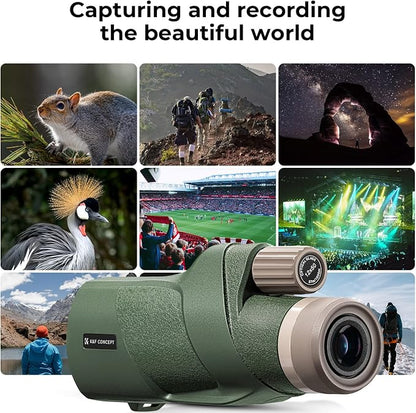 K&F Concept® 12X50 Monocular Telescope with Cleaning Cloth, FMC Lens & BAK4 Prism Telescopes for Adults, Sky Captain HD Monocular for Bird Watching Hunting Hiking Camping Travelling