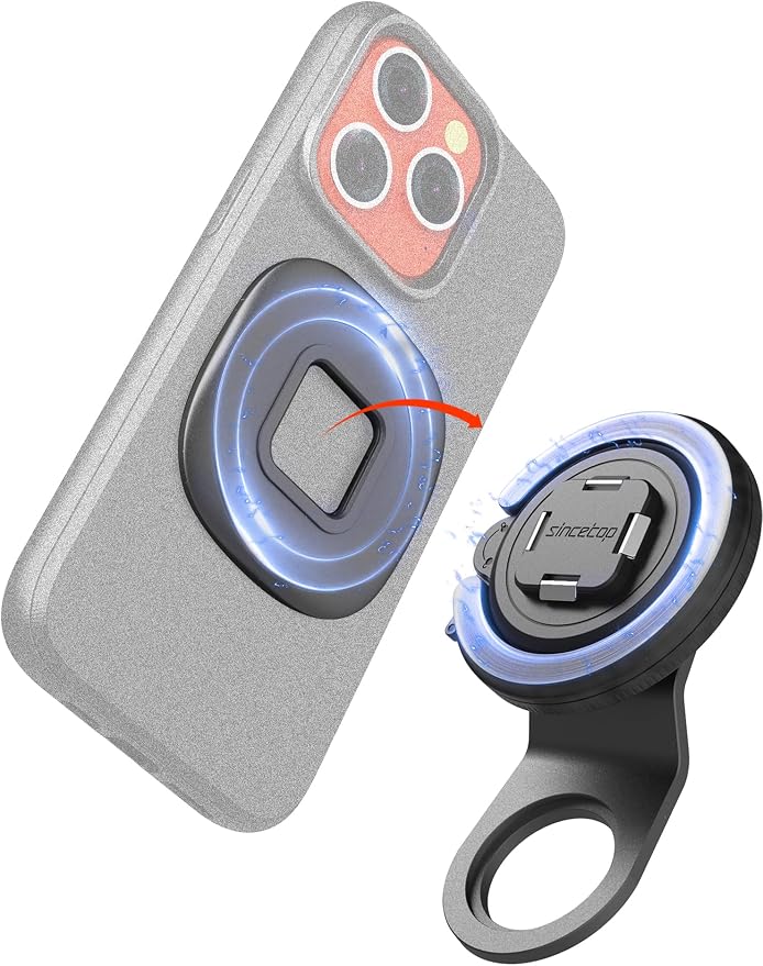 sincetop Bike Stem Magnetic Phone Mount Series Q [ Quad ] - Mountain Bicycle Stem Phone Holder - Quick Lock & Release - Aluminum Handlebar Cycling Cell Holder for MTB Ebike Road Electric