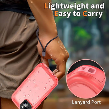 Cozycase for iPhone 15 Waterproof Shockproof Dustproof Case - Heavy Duty/360 Full Body/Military Grade/Protective/Rugged 【8FT Drop Proof】 Built in Screen/Camera Protector with Lanyard Pink