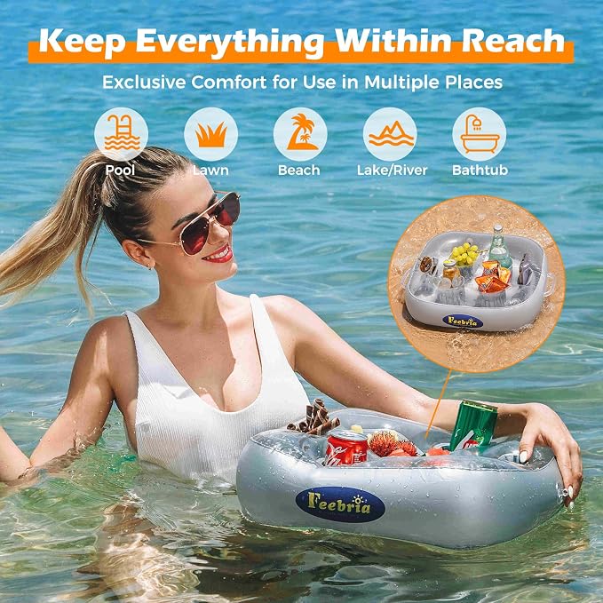 Inflatable Floating Drink Holder for Pool Party Beach hot tub