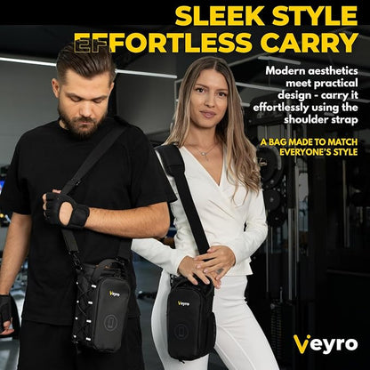 Veyro Magnetic Gym Bag with strong Magnetic Phone Holder - Gym water bottle bag holder for men and women - Compact Gym Crossbody Pouch - Compact Crossbody Pouch (Black)