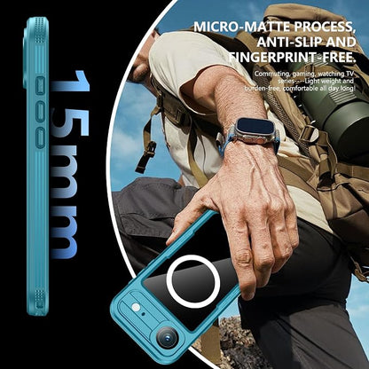 GOLDJU Magnetic for iPhone 17 Air Case-Waterproof, Built-in Screen & Camera Protector-IP68 Underwater Full Body 16FT Military Dropproof Shockproof Case for 17 Air 6.6''- Blue