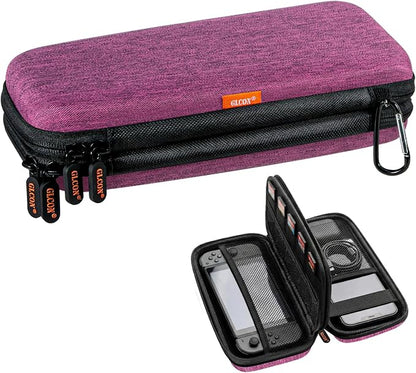 Purple Double-Layer Hard Shell Carrying Case,Travel Cable Pouch | Portable Electronic Organizer Travel Zipper Pouch,Tech Accessories Storage Bag for Charger, Adapter,Power Bank, Phone, Cable