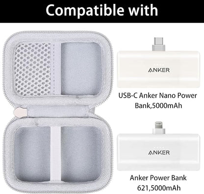 khanka Hard Travel Case with Anker 621 Nano Power Bank,5,000mAh Portable Charger,Case Only (White)